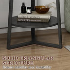 Gadroad Round End Table with Storage Shelf, 2 Tier Farmhouse Side Table Nightstand for Living Room, Bedroom, Wood Tabletop & Black Metal Frame, Black 15.7 * 15.7 * 23.0inches - color: Black, style: No Charging Station