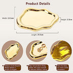 Ceramic Jewelry Dish for Women, Jewelry Tray Trinket Dish, Irregular Cloud Shape Ceramic Plate, Watch Keys Tray Ring Dish Holder for Mother's Day/Christmas/Thanksgiving/Birthday Gift(Gold) - color: Gold
