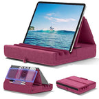 KDD Tablet Pillow Holder, Foldable iPad Stand for Lap, Bed and Desk -Tablet Soft Pad Dock with Pocket & Stylus Mount Compatible with iPad Pro 12.9, 10.5, 9.7 Air Mini 6 5 4 3, Galaxy Tab, E-Reader - color: Purple