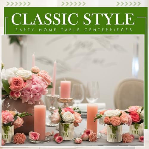 6 Pcs 6 Inch Tall Glass Ribbed Cylinder Vases Clear Floating Candle Flower Vase in Bulk, Hurricane Candle Holder for Wedding Housewarming Gift Table Centerpieces - color: Clear, size: 6 Inch
