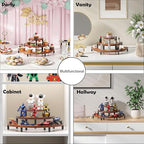 3 Tier Risers Display Stand,Wooden Cupcake Holder Stand,Rustic Cologne and Perfume Organizer for Women,Dessert Table Display Set for Party (Brown) - color: Brown