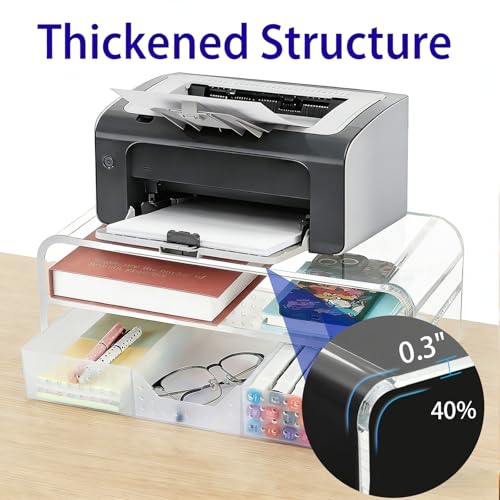 OPNICE Acrylic Clear Desk Organizers and Accessories, 2-Tier Computer Monitor Stand Riser with Drawer, Laptop Stand, Office Desk Accessories for Office Supplies, Transparent - color: Transparent 1-Pack
