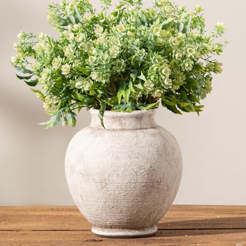 Ceramic Flower Vase, 6 Inch Small Rustic Farmhouse Vase Decorative Vases Home Decor Short Pottery Vases for Table Living Room Entryway Mantel Bookshelf Bedroom Bathroom Kitchen - Rustic - color: 6"h - Rustic