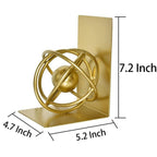 Gold Metal Bookends Set of 2, Heavy Duty Book Ends for Heavy Books, Unique Modern Geometric Ball Round Style Decorative Book Holders for Shelves Office Home Accent Decor，1 Pair/2Pieces