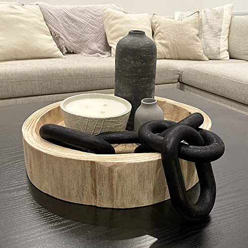 HMASYO Black Wood Chain Link Decor, 5-Link Wooden Decorative Chain Home Decor Accents, Coffee Table Decor, Shelf Decor Aesthetic, Modern Bookshelf Table Decorative Objects for Living Room - color: Black-5, size: 22"D x 3.9"W