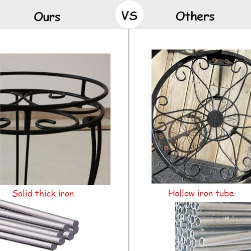 11.8 inches Diameter Tall Metal Plant Stand for Indoor or Outdoor,Heavy Duty Flower Pot Stand Rack Holds Big Heavy Plants,Black (18.9 INCHES TALL) - size: 18.9 INCHES TALL