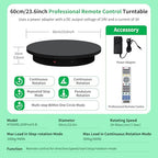 Super Heavy Duty Remote-Controlled Motorized Turntable,Motorized Rotating Display Stand,Speed-Adjustable Rotating Platform,Human 3D Scan Electric Turntable for Scan,Showcase(23.6in/Black) - size: 23.64inch/Black/700Lbs Load