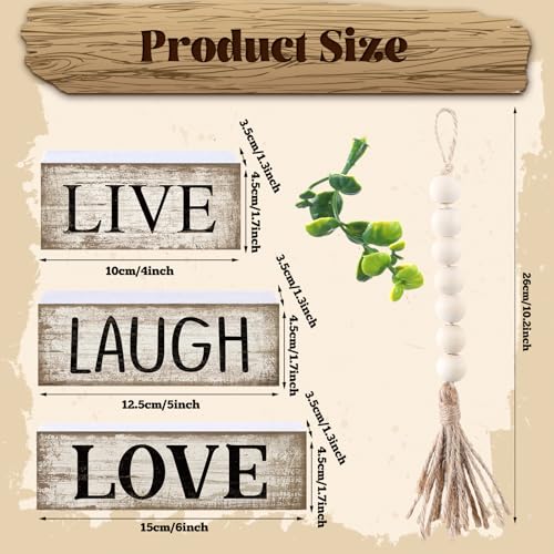 Yuntau 5 Pcs Rustic Farmhouse Tiered Tray Farmhouse Fake Books Decoration Life Laugh Love Wooden Tabletop Decor Love Block Decor Wood Block Sign Gift Centerpiece for Shelf Coffee Mantle Kitchen Table - style: Love