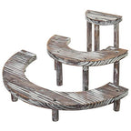 MyGift 3 Tier Rustic Dessert Stand, Torched Wood Semicircle Cupcake Display Risers - color: Torched Brown