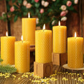 6 Pack Natural Beeswax Pillar Candles,Handmade Pure Beeswax Rolled Candles-120 Hours Long Burning,Honeycomb Bees Wax Candle for Home, Prayer,Dripless Smokeless Unscented Pillar Candle 2x4in - color: 2x4in, size: 6pcs