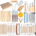 EuTengHao 61Pcs Ceramic Clay Tools Kit Pottery Tools Clay Sculpting Shapers Carving Tool Set Contains Most Essential Wooden Clay Tools for Potters Beginners