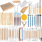 EuTengHao 61Pcs Ceramic Clay Tools Kit Pottery Tools Clay Sculpting Shapers Carving Tool Set Contains Most Essential Wooden Clay Tools for Potters Beginners