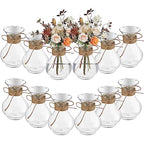 Bokon 5.7" Plastic Small Vases for Centerpieces, Plastic Bud Vase Bulk, Hyacinth Avocado Growing Vases, Tiny Flower Bulb Plant Propagation Containers for Wedding Living Room Table Decorations(12 Pcs)