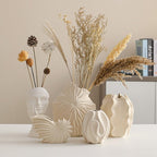 White Ceramic Vase – Nordic Minimalist Unglazed Stoneware Flower Vessel, Living-Room Centerpiece, Boho-Soft Furnishing Accent (08 Models (Small)) - color: 08 Models (Small)