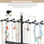 Meangood Jewelry Organizer Stand, 3-Tier Necklace Holder Jewelry Tree with Wooden Storage Drawer Box for Necklace Bracelet Earring Ring,White - color: Light White