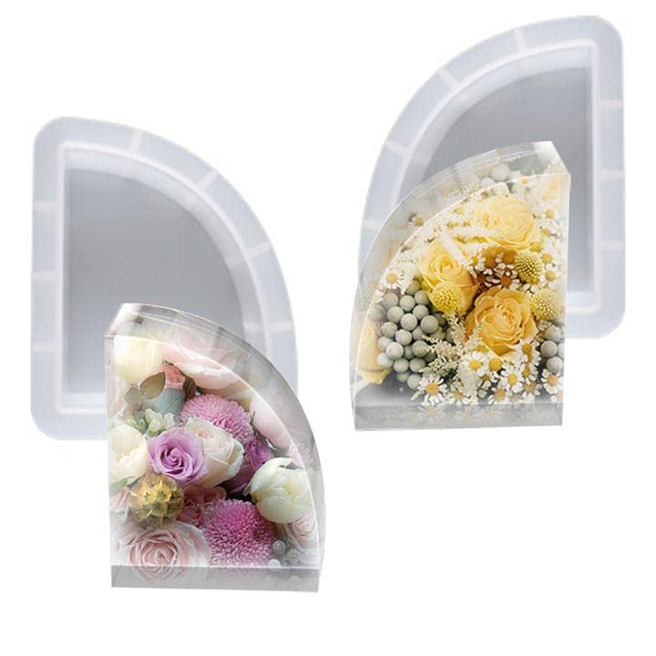 2Pcs Large Bookends Resin Molds YIRUZWRD Geode Silicone Molds Epoxy Resin Molds for Resin Art Casting Books Desktop Organizer Home Decoration - color: 2 sector bookend mold