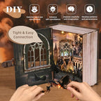 CCCDF Book Nook Kit, DIY Miniature Dollhouse Magic Book for Adults and Teens, 3D Wooden Puzzle Bookends with Sensor Led Light, Gifts for Family, Friends (Introduction to Magical Flight) - style: Introduction to Magical Flight