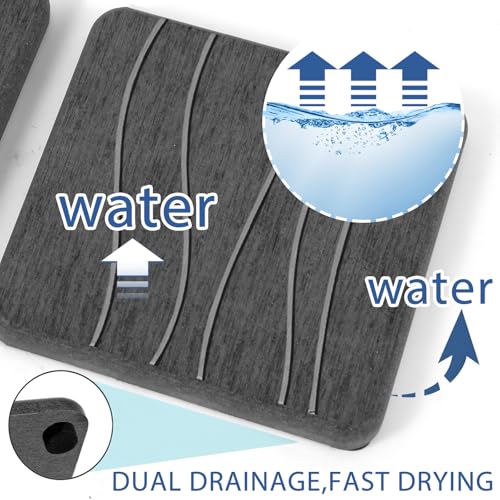 2PCS Water Absorbing Stone Tray, Fast Drying Stone Sink Tray, Water Absorbent Diatomite Trays, Stones Soap Trays, Diatomite Coasters for Kitchen Sink Bathroom Counter, Hand Soap Dish & Holders - color: 2pcs 21×10cm Dark Gray Wave