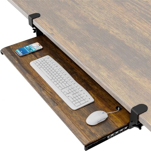 AX WABER Keyboard Tray Under Desk Pull Out with Extra Sturdy C Clamp Mount System, 32.8 (38 inch Including Clamps) x 12 Inch Slide-Out Platform Computer Drawer for Typing Vintage AX01WG202 - color: Vintage, size: 38"x 12”Keyboard Tray