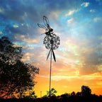 Fcteap Flower Fairy Dancing with Dandelion Garden Art Sculpture Stainless Steel Statue Christmas Halloween Decoration for Outdoor Yard Courtyard Lawn Patio Metal Ornaments (Hurdle) - style: Hurdle