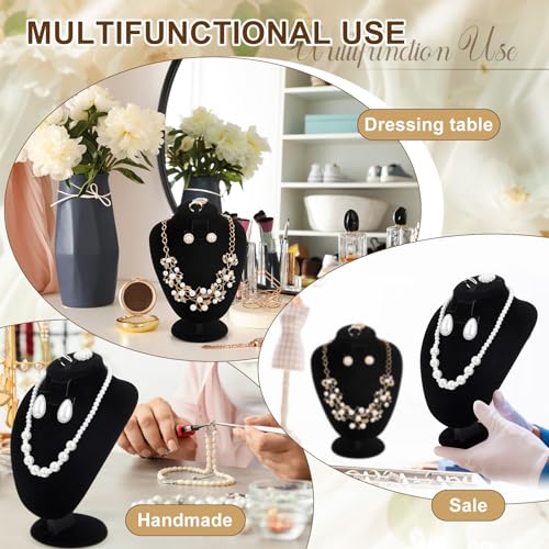 Youyole 3 Pcs Black Velvet Jewelry Display Necklace Earrings Ring Display Stand Jewelry Bust/mannequin for Vendors Selling and Shows - color: Black, size: Velvet