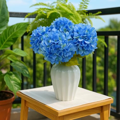 6pcs Artificial Hydrangea Flowers - Easy to Shape for Home Decor,Commercial Staging & DIY Crafts, Maintenance-Free Fake Flowers in Multiple Color Options, Flores Artificiales(Blue) - color: Blue