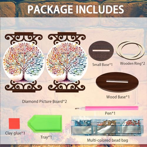 Diamond Art Painting Candlestick Holder kits, Colorful Tree DIY shaped crystal Diamond art painting, woodiness Candle holder for AromaRelax & Home Decor, Christmas Halloween Ornaments (Double-Sided) - color: Tree