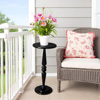 SwallowLiving Black Side Table, 25" Tall Small Round End Table for Small Spaces, Solid Pine Wood Pedestal Drink Table, Narrow Accent Table for Living Room, Bedroom & Entryway, Matte Black Finish - color: Black Spindle