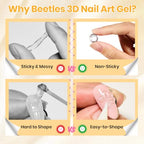 Beetles 3D Gel Nail Art & 3D Mold Pastel Playland-2 Pcs Clear Solid Builder Gels Non-Sticky Sculpting with Dual-Ended Sculpture Pen & 24 Pcs Dual Froms,Beginner Friendly DIY at Home,UV LED Lamp Needed - color: 0-2- 2 Pcs Clear Solid Builder Gels