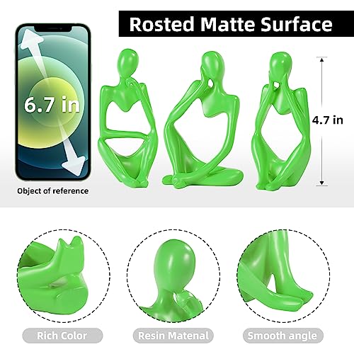 BMLCGJ Thinker Statue Gold Decor Abstract Art Sculpture, Golden Resin Collectible Figurines for Home Living Room Office Shelf Decoration,Great Gifts Ideas (Light Green) - color: Light Green