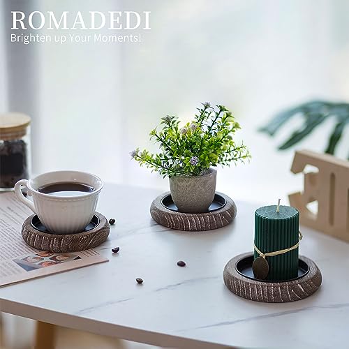 Romadedi Wood Candle Holder Farmhouse Decor - Pillar Candle Holders for Table Centerpiece Small Tray Riser Set of 2 Round Wooden Plate Pedestal Stand for Coffee Table Home Living Room, Whitewash - color: Whitewash