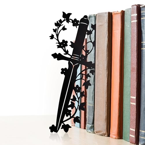 Dagger Bookshelf Decor – Fantasy Decor for Bookshelf and Desk, Ideal for Men's Desk Accessories, Gifts for Books Lovers-Black - color: Black