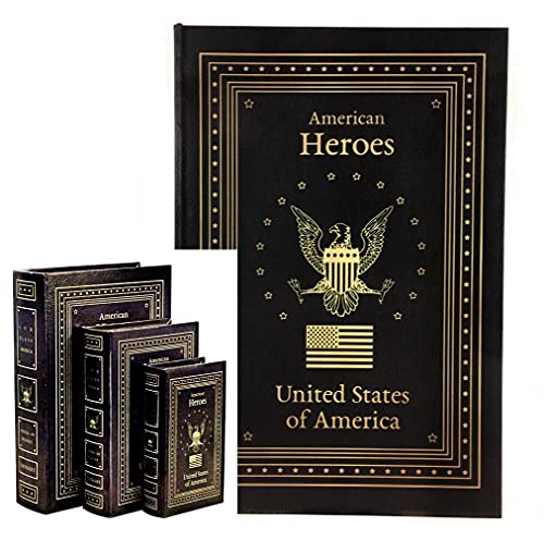 Bellaa 24964 Decorative Book Box Patriotic American Heroes Vintage Hidden Secret Storage Jewelry Keepsake Antique Veteran Police Fire Military Army Navy Healthcare - style: Hero American