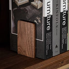 Muso Wood Book Ends for Shelves, Non-Slip Bookends, Heavy Duty Wooden Bookend Support for Books and Movies (Walnut 1 Pair) - color: Walnut-1 Pair