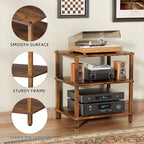 LELELINKY 3-Tier AV Media Player Stand, Brown Stereo Cabinet, Modern Stereo Cabine,Game Console Shelf,Wooden TV Stand,Multifunctional Entertainment Center, Suitable for Home, Conference Room - color: Brown, size: 3 Tier