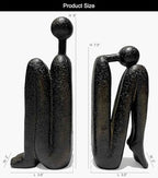 Thinker Decorative Bookends, Book Stopper Holder Nonskid, Book Ends for Shelves Living Room Office Home Decor, 1Pair/2Piece 9''