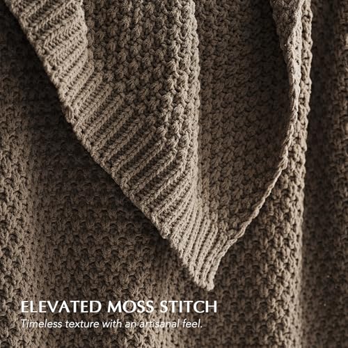 EVERGRACEHOME Chunky Chenille Knit Throw Blanket for Couch, Soft Luxurious Oversized King Moss Stitch Blanket for Bed, Large Cozy Farmhouse Knitted Throw for Sofa, Mocha Brown, 92" x 108" - color: Mocha Brown, size: 108" x 92"
