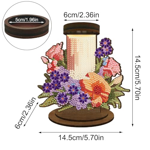 ARTopet DIY Diamond Art Painting Candlestick Holders Wooden Desk Candle Holder Ornament Double Sided Diamond Tabletop Ornaments for Home Decor-Flower Candle - color: Flower Candle