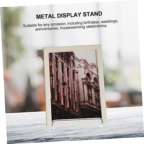 2pcs Modern Minimalist Metal Display Stand for Home Decoration Sturdy Book Holder and Showpiece Rack for Magazines Plates and Frames Finish
