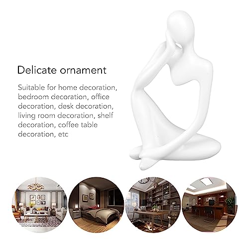 Abstract Thinker Statue | Synthetic Home Accent for Living Room/Office Desk/Bookshelf | Hollow Design Art Sculpture Collectible Present (White Right) - style: White Right