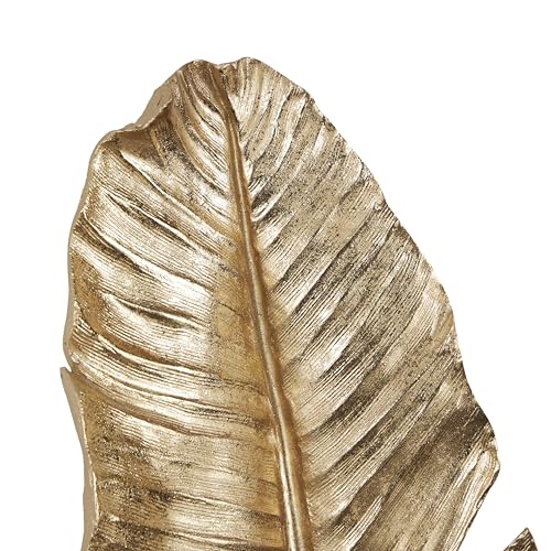 Deco 79 Polystone Bird Home Wall Decor Large Metallic Feather Wall Sculpture, Wall Art 14" x 3" x 47", Gold - size: 14" x 3" x 47"