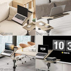 Furist Adjustable Bedside Laptop Desk with Mouse Pad on Wheels, Adjustable Overbed Table,Rolling Computer Stand,Hospital and Home Use - color: Log Grey