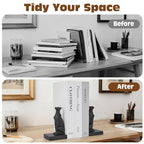 Black Cheetah Bookends, Book Ends for Shelves to Hold Books Heavy Duty, Creative Resin Book Stoppers for Home Farmhouse Shelves Office Lover Gift - color: Cheetah Bookends Black