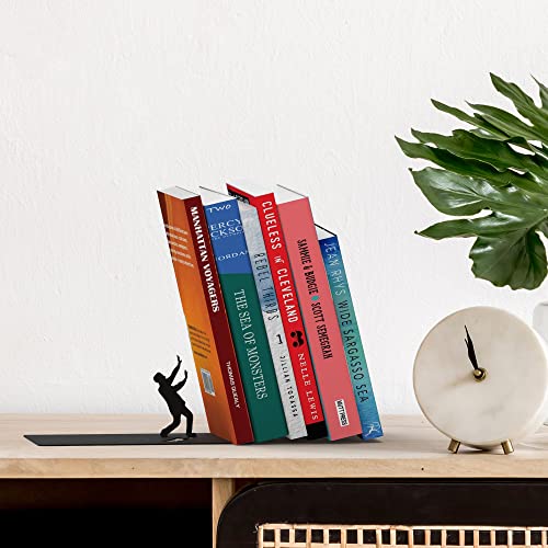 Artori Design Book Ends to Hold Books Heavy Duty - Hidden Metal Bookends for Shelves Desk or countertop - Bookend Book Holder for Home Decorative - Gift for Book Lovers and Home Decor (Falling) - color: C - Falling (Black)