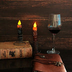 CVHOMEDECO. Real Wax Hand Dipped Battery Operated LED Timer Taper Candles Rustic Primitive Flameless Lights Décor, 6-3/4 Inch, Coffee, 6 PCS in a Package - color: Coffee 6 Pcs
