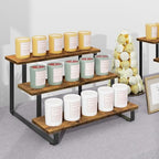 ELITEROO 3 Tier Wooden Display Rack, Portable Products Display Stand, 3 Step Straight Display Shelves for Retail Table Top, Counter Top, Craft Shows, Farmers Market, Tradeshows, Vendors