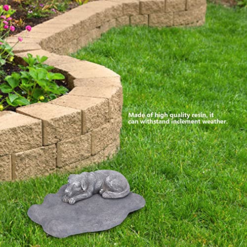 Hapivida Dog Garden Statue, Puppy Garden Memorial Stone Sleeping Dog Sculpture Decor Outdoor Resin Realistics Sculptures Grey - size: Grey Dog