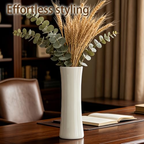 12 Inch White Vase Ceramic Flower Vase, Tall Vases for Pampas Grass, Home Decor, Modern Textured Vases for Living Room Decorations,Table Centerpieces,Shelf,Farmhouse Small Ceramic Vase - style: Shape 9