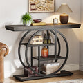 Tribesigns 41.3" Console Table, Industrial 4-Tier Sofa Table Entryway Table with Circle Base, Narrow Wood Accent Tables with Storage Shelves for Living Room, Hallway, Foyer, Charcoal Black - color: Charcoal Black