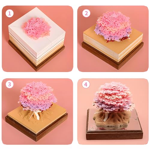 3D Creative Time Piece Calendar 2026 Desk Daily Calendar Decoration with Acrylic Case, Paper Sculpture Non-stick Notes, Paper Carving Art Craft Chirstmas Gift (Tree House)